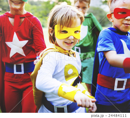 Superheroes Kids Friends Playing Togetherness Fun Concept 24484111