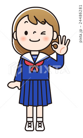 女子中学生-OKサイン 24486281
