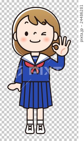 女子中学生-OKサイン 24486281