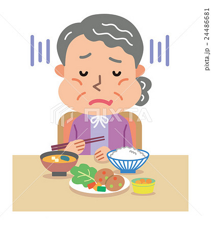 食欲不振 高齢者 女性 イラストのイラスト素材