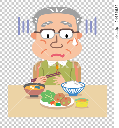 食欲不振 高齢者 男性 イラストのイラスト素材