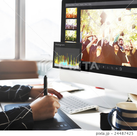 Photo Editor Histogram Setting Concept 24487425