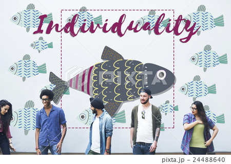 Individuality Unique Different Fish Graphic Concept Individuality Unique Different Fish Graphic Concept 24488640