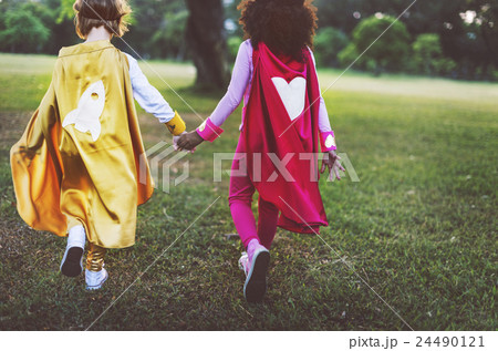 Superhero Girls Friendship Cute Happiness Fun Playful Concept 24490121