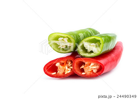 Fresh Thai chili isolated on white background Fresh Thai chili isolated on white background 24490349
