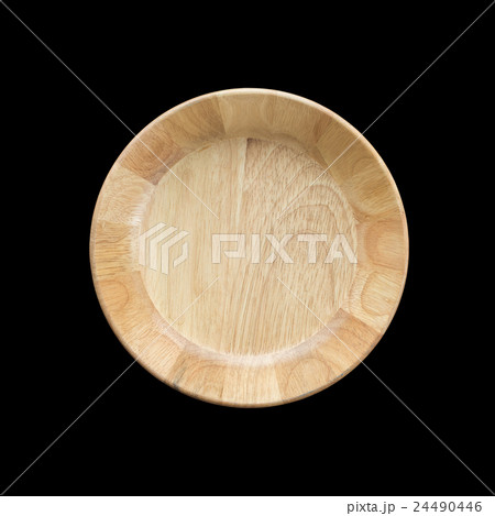 Top view bright empty wooden bowl isolated on white. Saved with clipping path 24490446