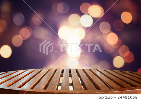 Empty top wooden table and blur with bokeh background 24491068