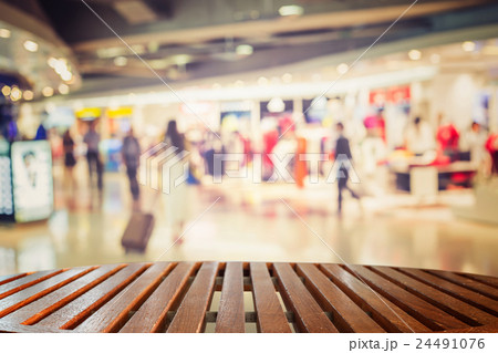 Empty top wooden table and blur with bokeh background 24491076