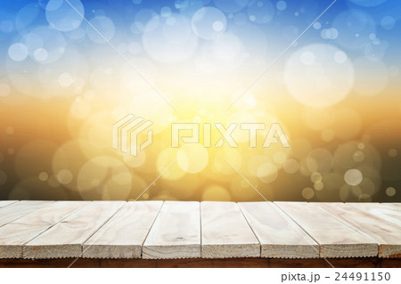 Empty top wooden table and blur with bokeh background 24491150