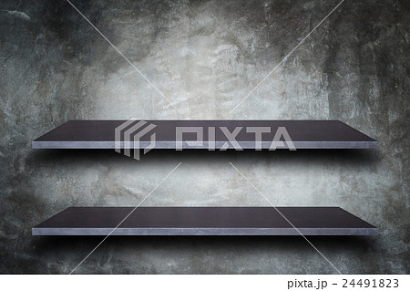 Empty top of natural stone shelves and stone wall background 24491823