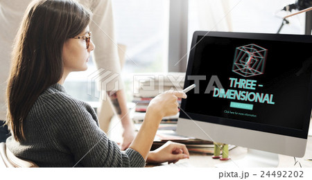 3D Three Dimensional Futuristic Display Modern Concept 24492202
