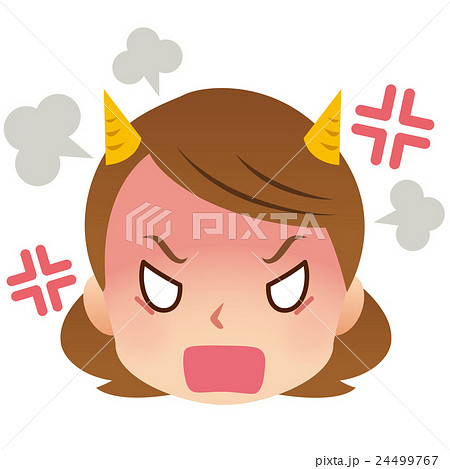 女性 表情 顔 激怒のイラスト素材 24499767 Pixta