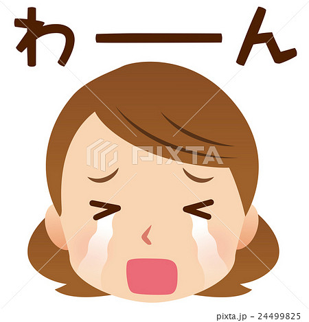 女性 表情 顔 泣き顔のイラスト素材 24499825 Pixta
