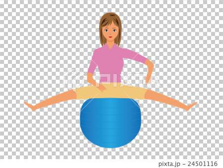 A woman riding a balance ball 24501116