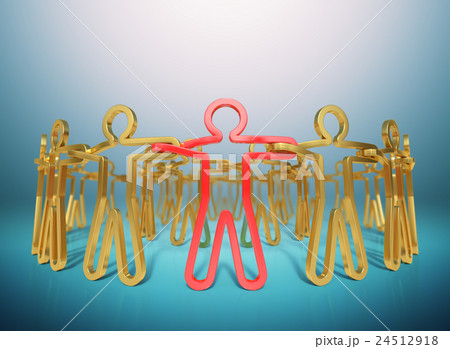 Circle of golden people joining together. 24512918