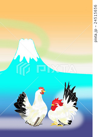 年賀用　酉　チャボつがい　　富士　 24515656