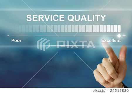 business hand clicking excellent service quality 24515880