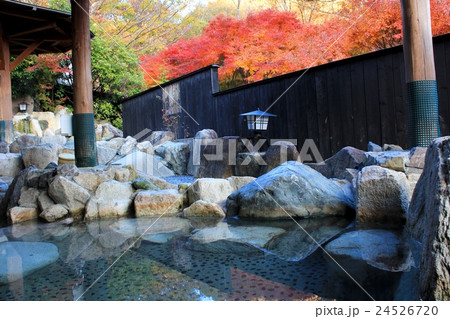 紅葉の露天風呂 24526720