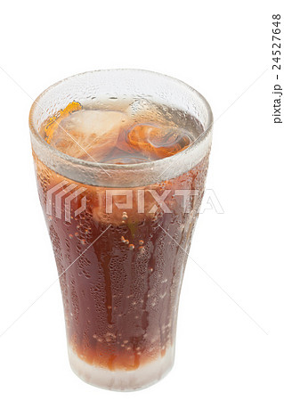 Cola in glass with ice cubes on white background 24527648