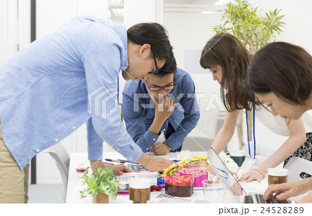 ビジネス　打ち合わせ　汎用　コスメ業界　商品企画　販売促進　悩む　考える 24528289