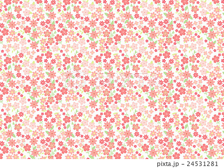 小花模様 背景白 ピンク系 のイラスト素材
