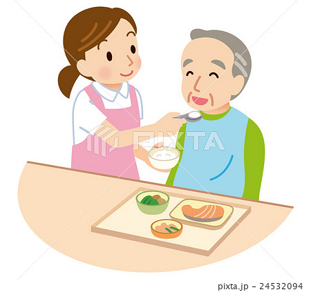 介護　食事　シニアとヘルパー 24532094