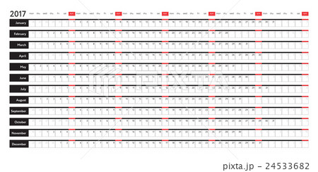 2017 linear calendar 24533682