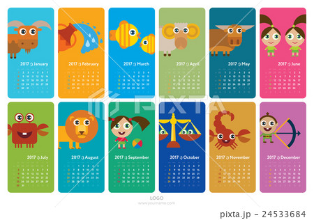 Creative calendar 2017 with horoscope signs Creative calendar 2017 with horoscope signs 24533684