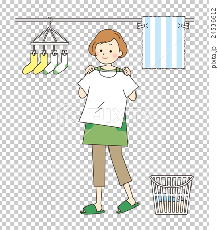 Housewife laundry drying - Stock Illustration [24536612] - PIXTA