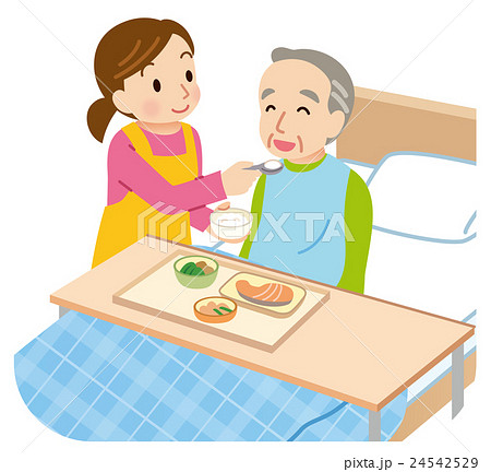介護　食事　シニアとヘルパー 24542529