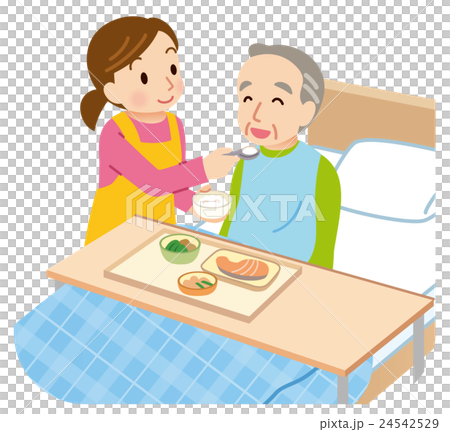 介護　食事　シニアとヘルパー 24542529