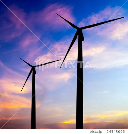 wind turbine silhouette on colorful sunset wind turbine silhouette on colorful sunset 24543096