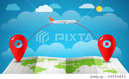 Flying aircraft vacation concept. Flat design Flying aircraft vacation concept. Flat design 24544455
