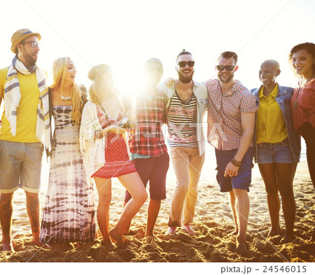 Diverse Beach Summer Friends Fun Bonding Concept Diverse Beach Summer Friends Fun Bonding Concept 24546015