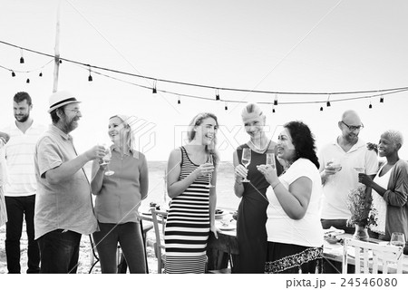 Group Diverse People Dinner Party Outdoors Concept 24546080