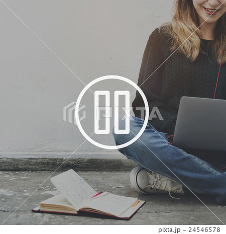 Pause Button Icon Multimedia Stop Break Rest Concept Pause Button Icon Multimedia Stop Break Rest Concept 24546578