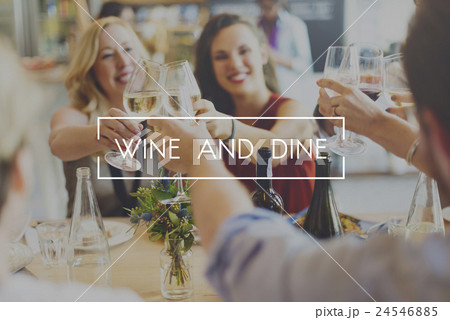 Wine and Dine Dinner Drinking Enjoyment Food Concept 24546885