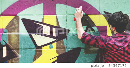 Artwork Sprayed Street Art Casual Cheerful City Concept Artwork Sprayed Street Art Casual Cheerful City Concept 24547175