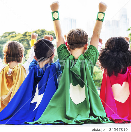 Superheroes Kids Friends Playing Togetherness Fun Concept 24547310