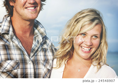 Couple Cheerful Bonding Beach Nature Sea Sky Concept Couple Cheerful Bonding Beach Nature Sea Sky Concept 24548907