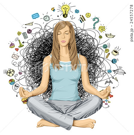 Vector Woman Meditation in Lotus Pose 24557278
