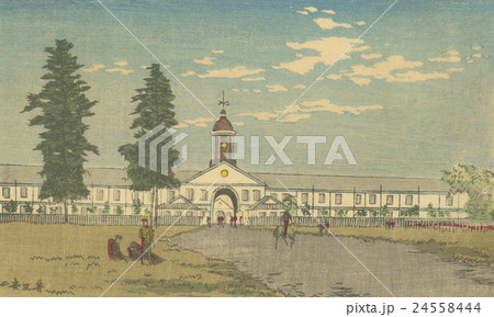 明治時代の東京 井上安治 1864 18 竹橋内 のイラスト素材