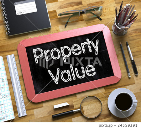 Small Chalkboard with Property Value. 3D Rendering 24559391