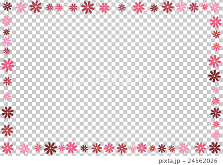 ピンクのコスモスのシンプルフレームのイラスト素材