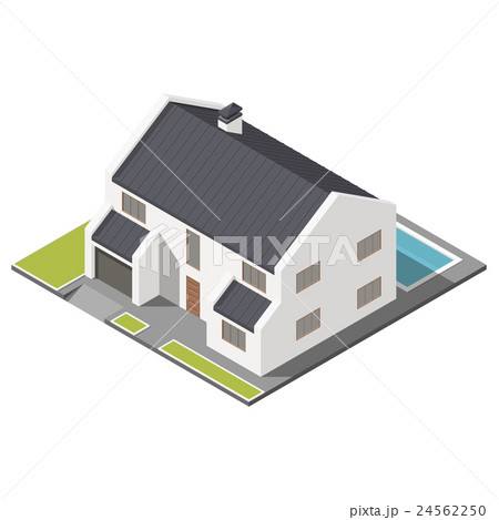 Modern two-story house with slant roof Modern two-story house with slant roof 24562250
