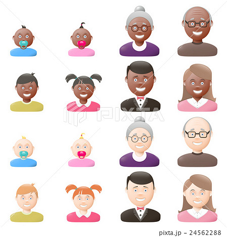 People with age groups, light and dark skin set 24562288