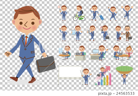 働くビジネスマンのポジティブイメージ 18種 のイラスト素材