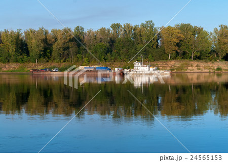 Vehicle ferry cross Vyatka River. Russia 24565153