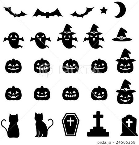 ハロウィン アイコン 切り抜き 黒のイラスト素材 [24565259] - PIXTA