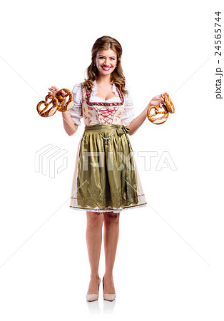 Beautiful woman in traditional bavarian dress Beautiful woman in traditional bavarian dress 24565744